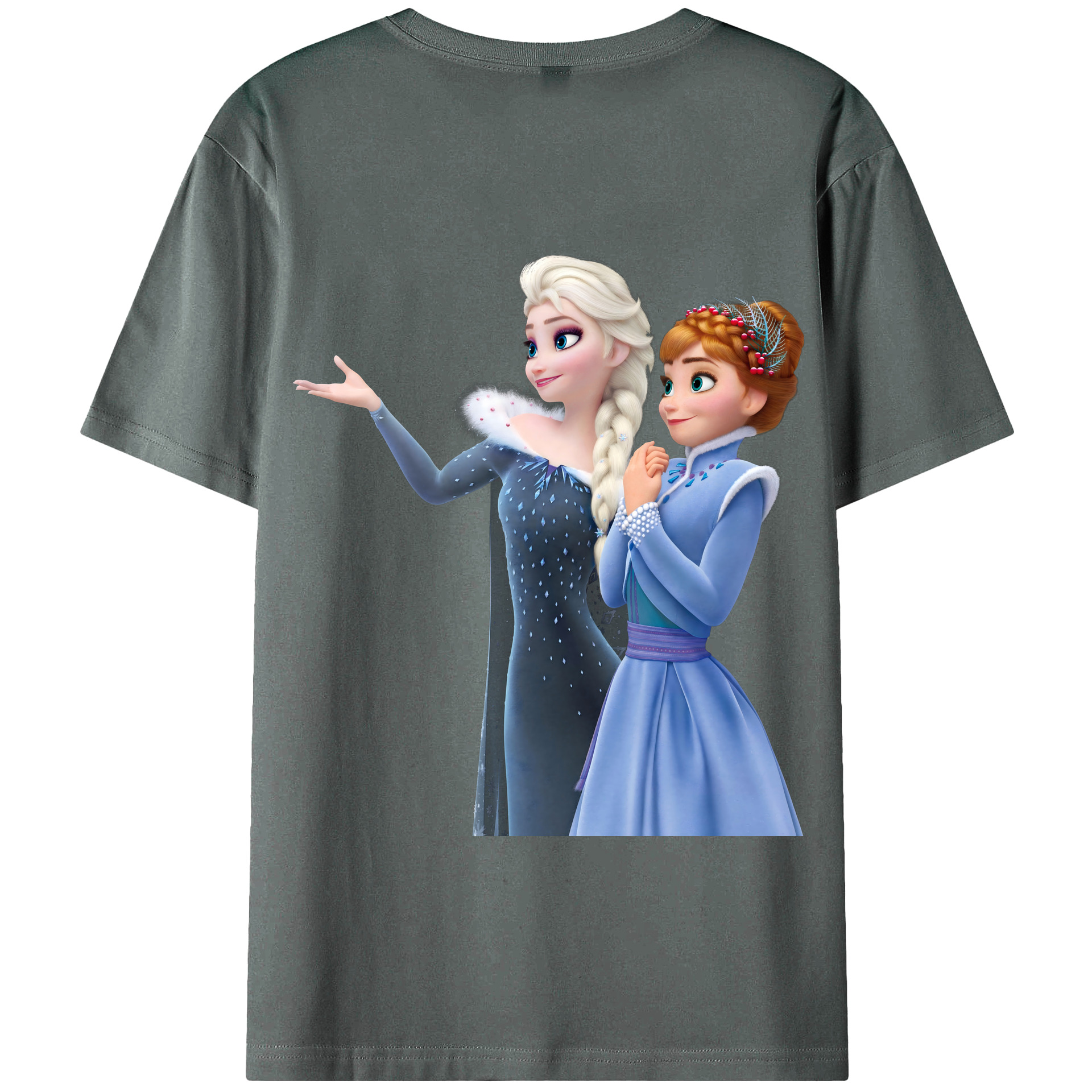 （画像用） アナと雪の女王 アンナ エルサ Frozen Anna Elsa 綿100％半袖Tシャツ（背面プリント）